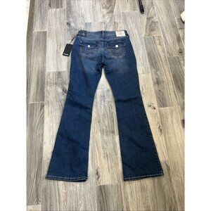 True Religion Jeans Becca Red Stitch Mid Rise SN Flap Boot Cut Women’s Size 29